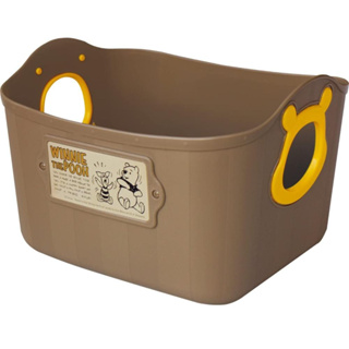 日本 Disney 小熊維尼 Pooh SQ5 塑膠 置物籃 收納籃 (2.5L/咖啡色) 日本製 (0495)