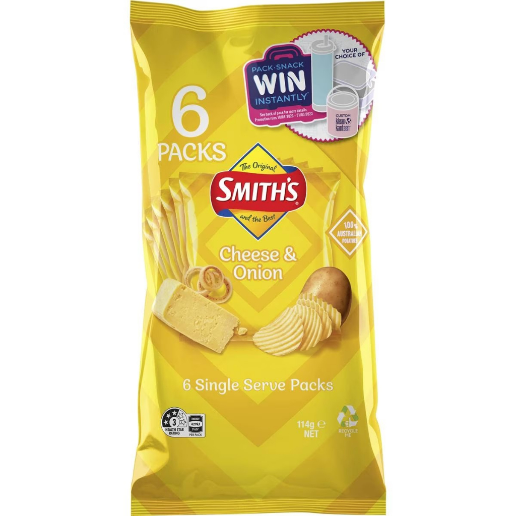 澳洲起司洋芋片Smith's Crinkle Cut Cheese &amp; Onion Potato Chips 6小包