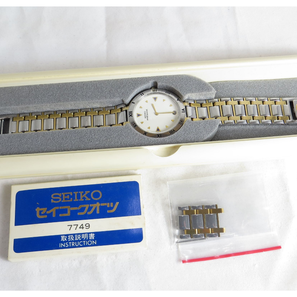 ੈ✿ 精工錶 SEIKO 男用石英錶 日本製 PRESAGE系列 大二針 日期 實心原廠雙色錶帶 藍寶石玻璃鏡面 無刮痕
