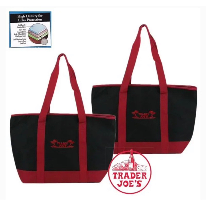 Trader Joe's 保冷袋可重複使用購物袋 7 加侖黑紅色