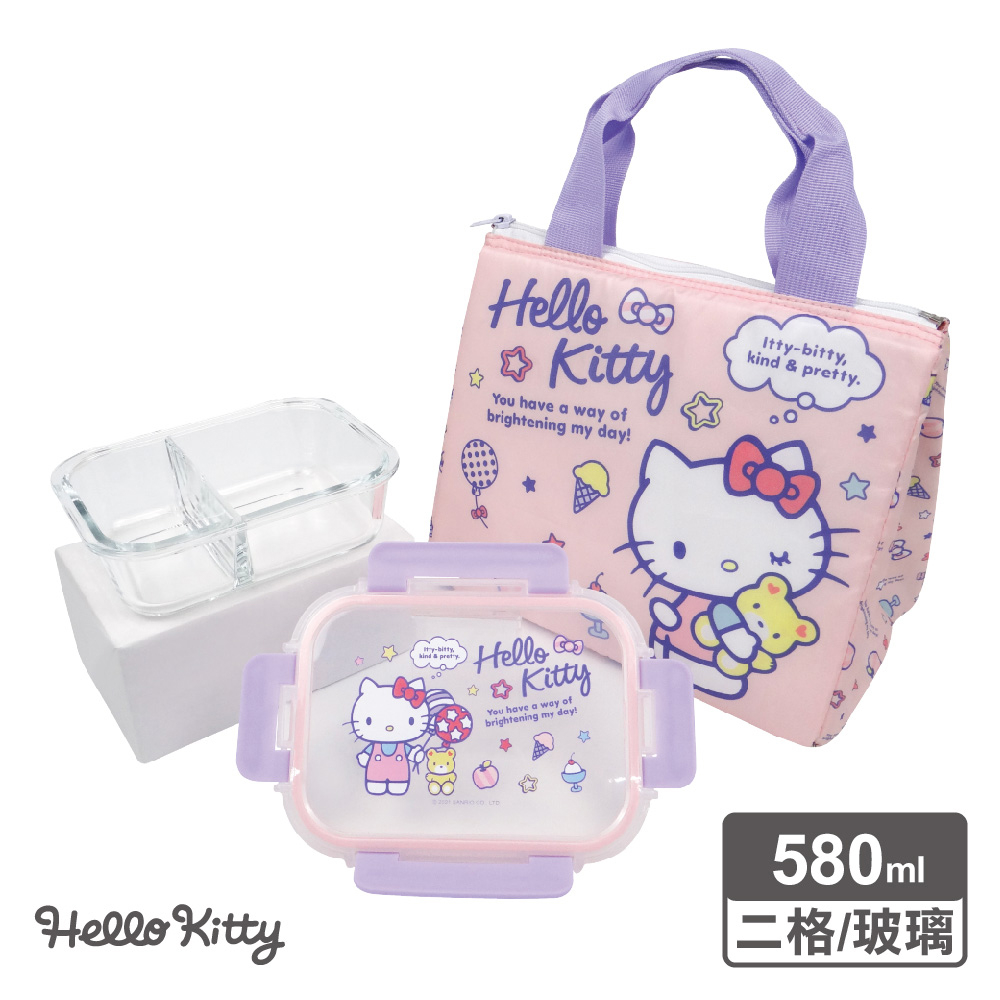 【生活工場】Hello Kitty玻璃保鮮盒(附保溫保冷袋)-派對 保鮮碗 餐盒 提袋 便當盒