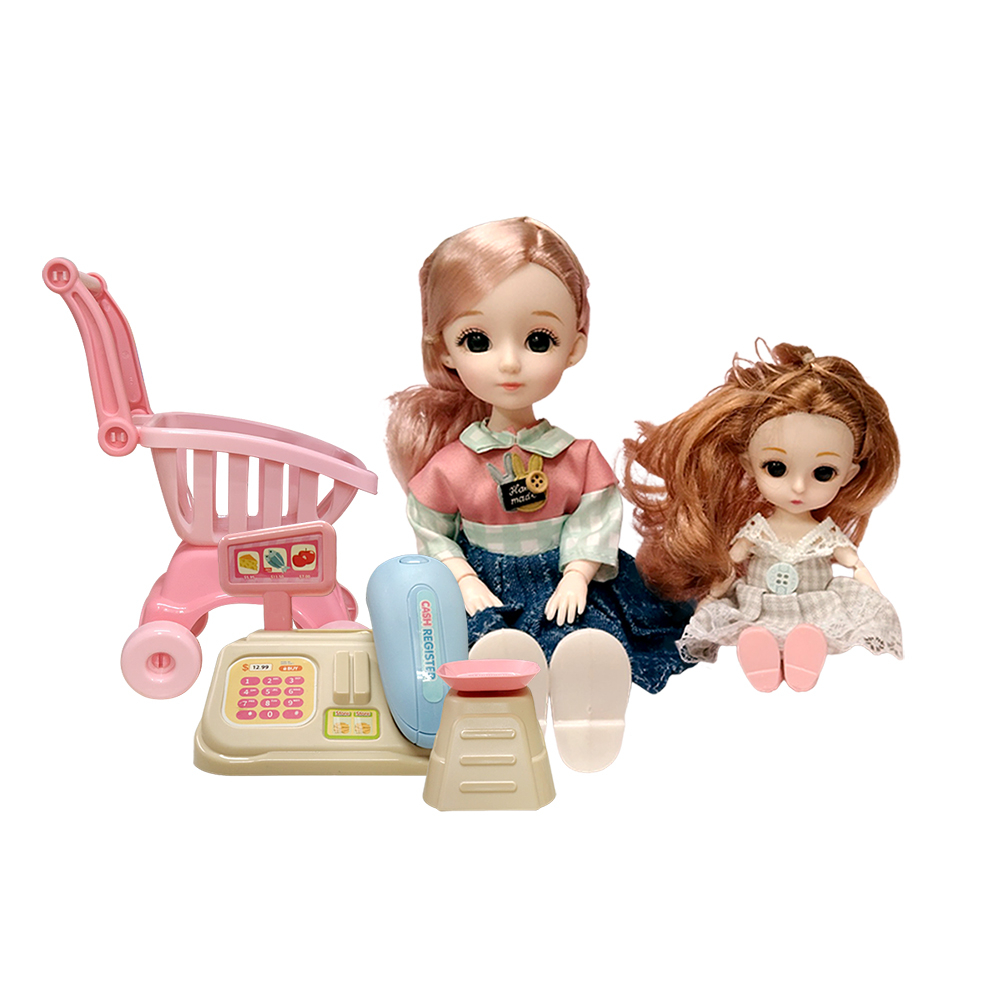 【Hi-toys】聲光收銀美食套裝組/家家酒玩具(附可動關節姐妹芭比娃娃)