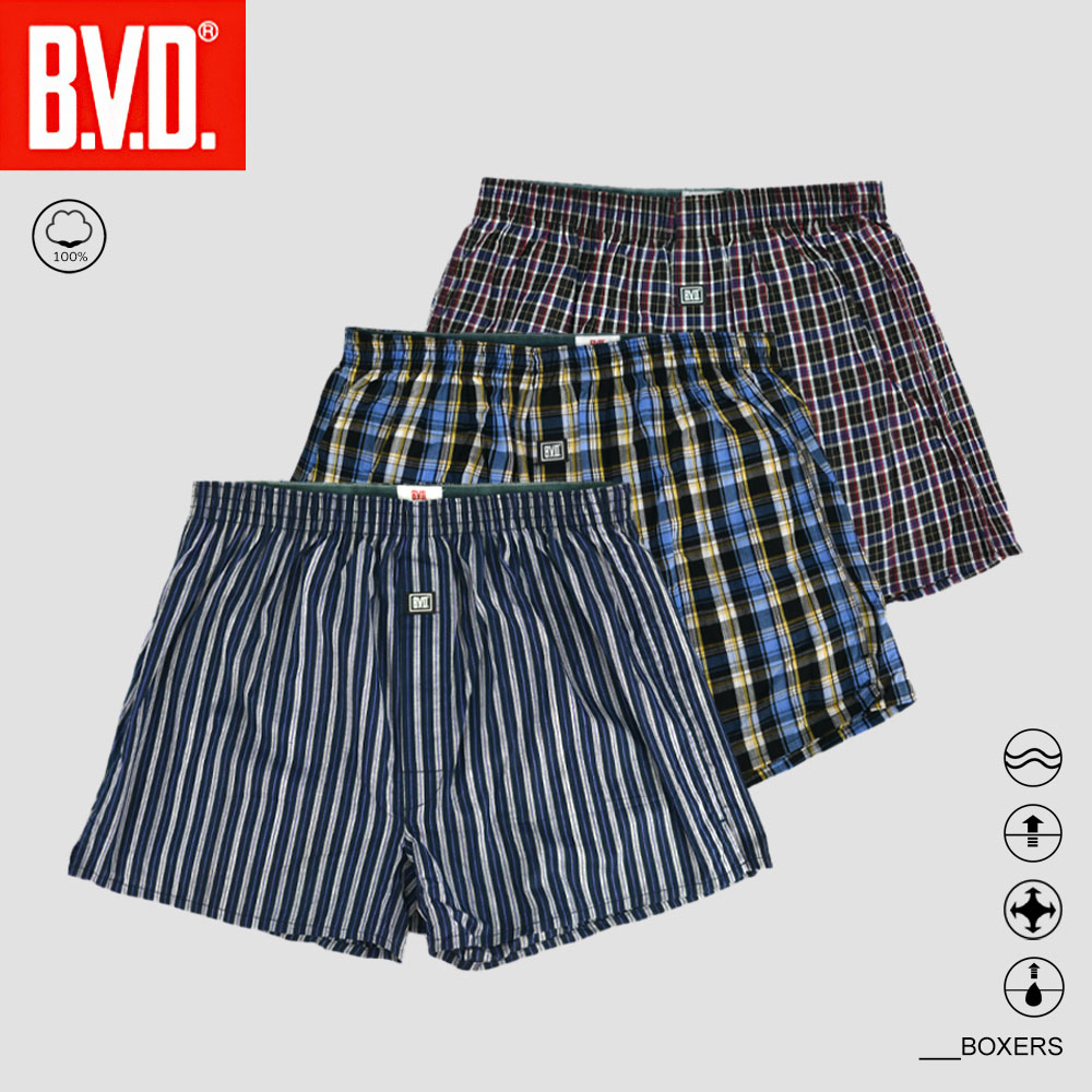 【BVD】純棉透氣格紋平口褲-SBD7301