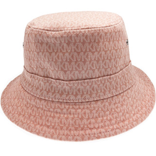 【Michael Kors】玫瑰粉滿版LOGO布面漁夫帽