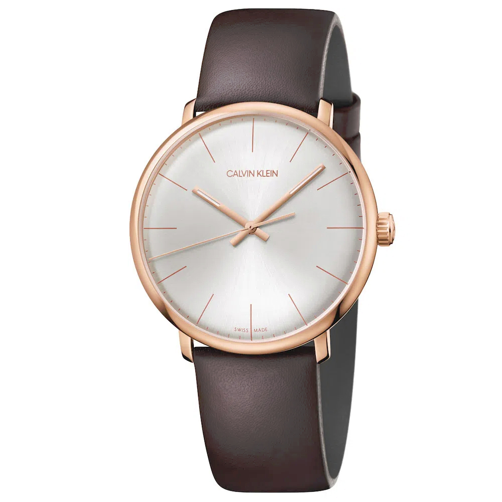 Calvin Klein CK 時尚玫瑰金皮帶腕錶 K8M216G6