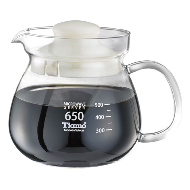 【TIAMO】圓滿咖啡玻璃壺花茶壺 SGS測試合格/HG2202W(650cc/白)|Tiamo品牌旗艦館