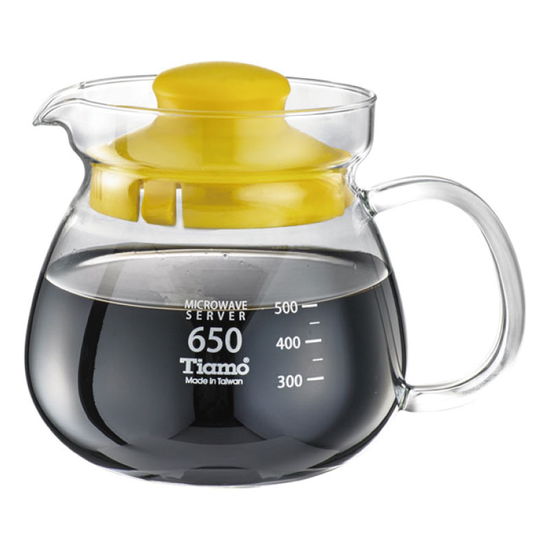【TIAMO】圓滿咖啡玻璃壺花茶壺 SGS測試合格/HG2202Y(650cc/黃)|Tiamo品牌旗艦館