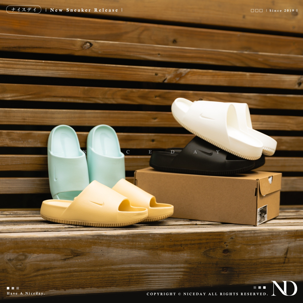 NICEDAY 現貨 Nike Calm Slide 防水拖鞋 麵包拖 黑 白 綠 黃 四色 男女 FD4116-001