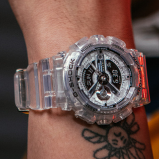 CASIO卡西歐 G-SHOCK 40週年限定 獨特透視錶面 半透明 經典雙顯 GA-114RX-7A