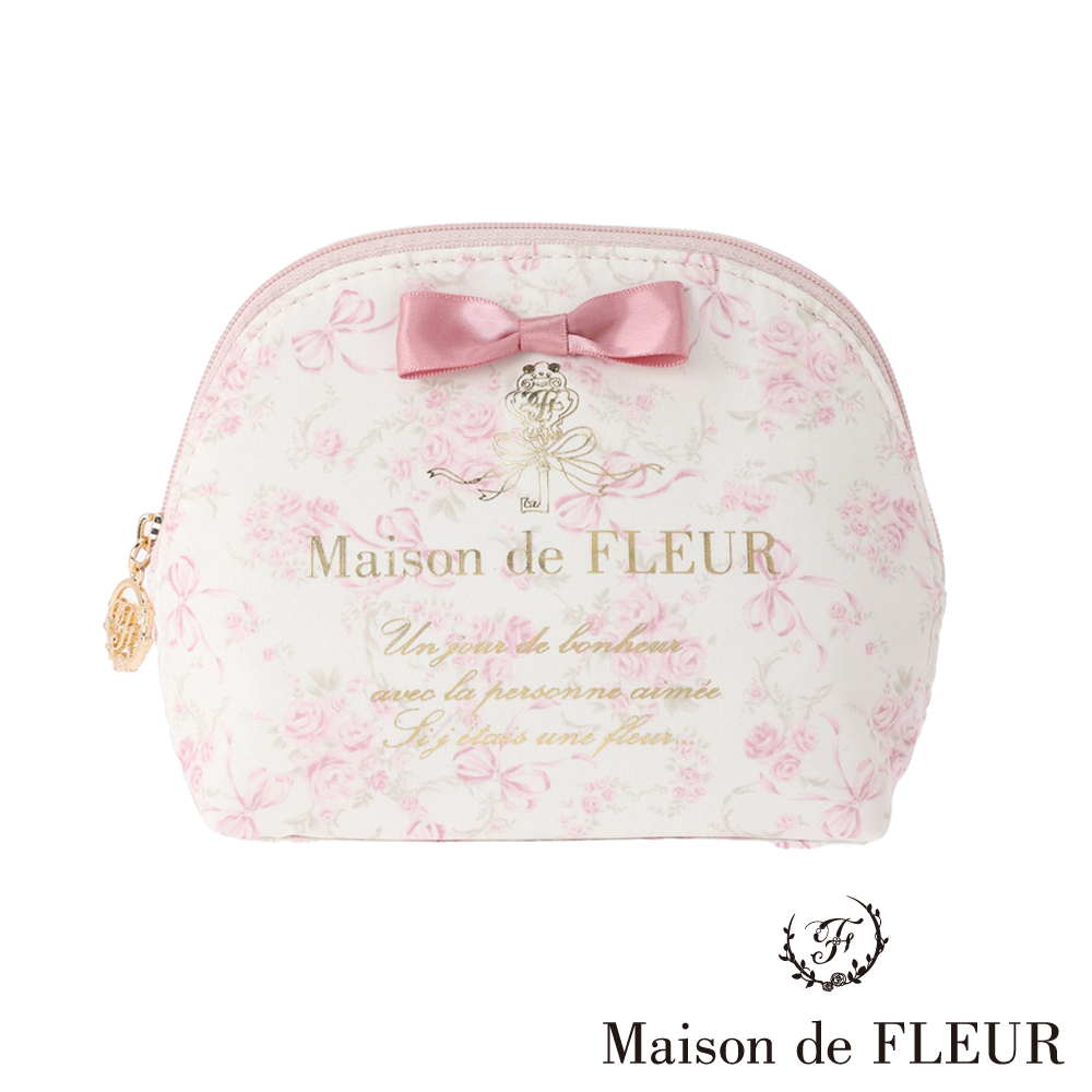 Maison de FLEUR 優雅蝴蝶系列緞帶圓形手拿包(8A33FJJ0400)