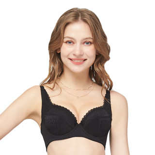 SWEAR 思薇爾 永恆絢彩系列 B-F罩 蕾絲 包覆 女內衣 (黑色)
