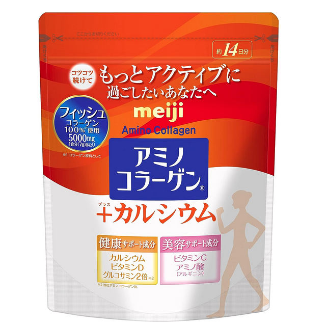 【現貨】日本進口 正品 明治 Meiji  膠原蛋白粉+鈣 14日份 膠原蛋白 鈣 葡萄糖胺 維生素C