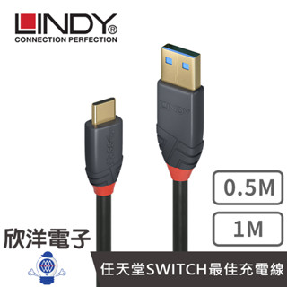 LINDY林帝 USB 3.2 GEN 2 10Gbps TYPE-C對A 高速充電線 傳輸線 支援最大電力PD100W