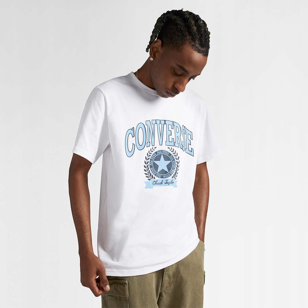 CONVERSE 短袖上衣 RETRO CHUCK COLLEGIATE TEE 男款 白 10025275-A02