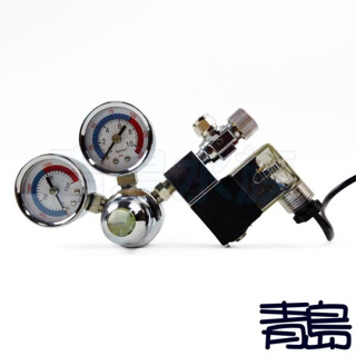 【青島水族】台灣製-新型雙錶電磁閥 CO2控制器=雪天使雙錶型(側路式/需板手)