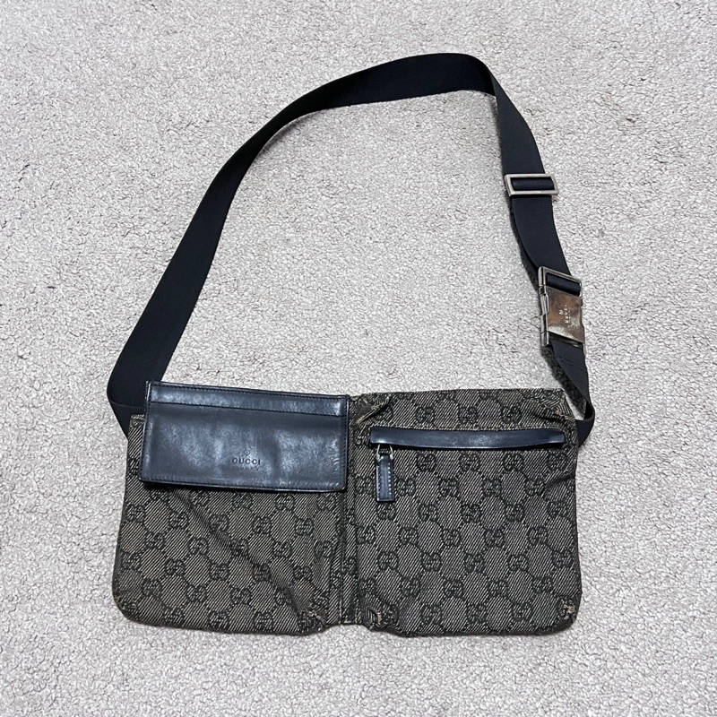 GUCCI 28566 Vintage Waist bag 帆布雙袋腰包 胸包