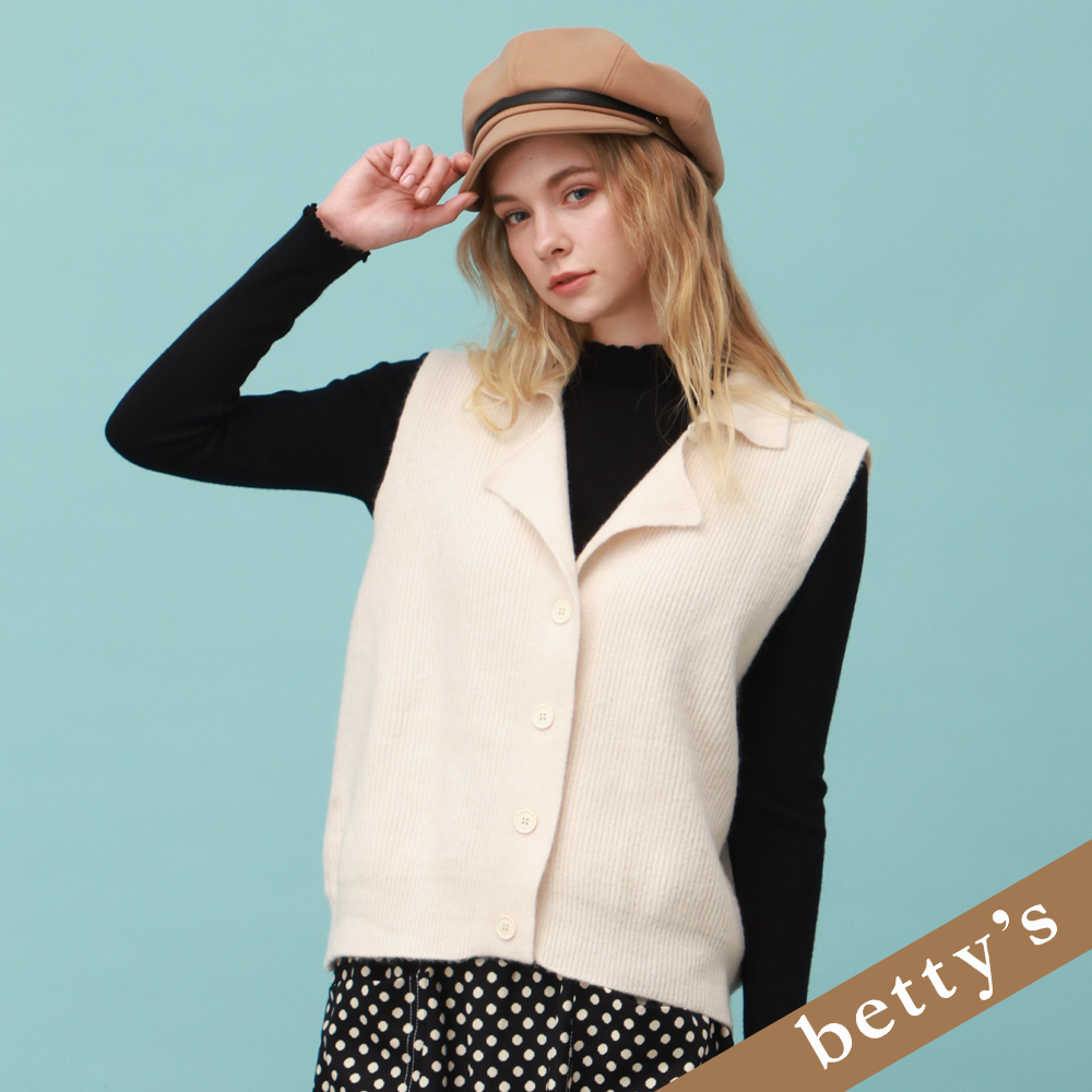 betty’s貝蒂思(25)西裝領開襟背心毛衣(米白色)