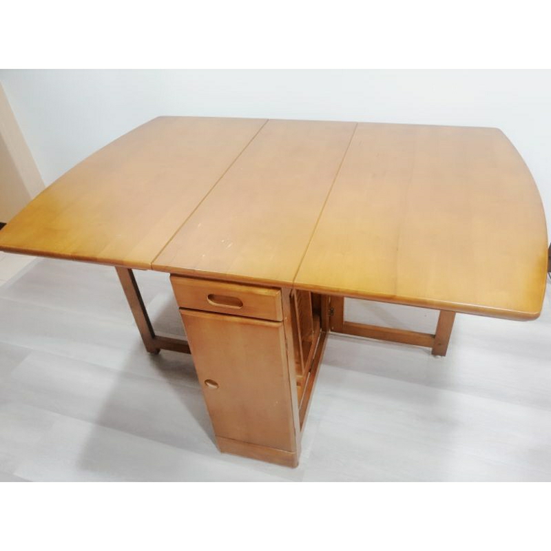實木摺疊餐桌椅組（全新）