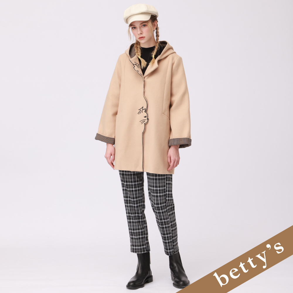 betty’s貝蒂思(25)腰鬆緊蘇格蘭格紋高腰修身長褲(黑色)