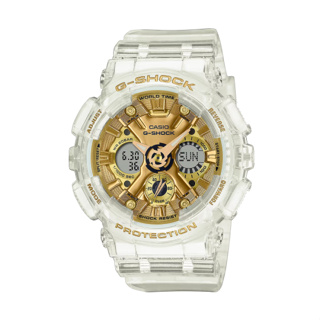 【CASIO G-SHOCK】夏日休閒透明雙顯運動腕錶-流光金/GMA-S120SG-7A/台灣總代理公司貨享一年保固