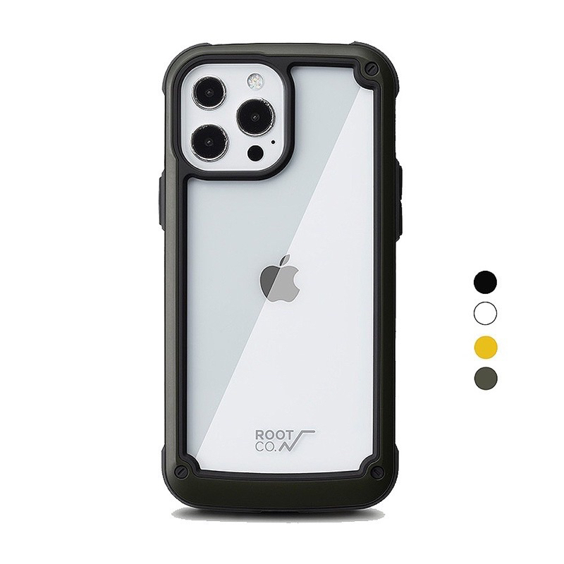 ROOT CO. iPhone 13 Pro 透明版耐衝擊保護殼（二手）墨綠色