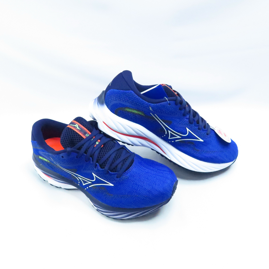 Mizuno WAVE RIDER 27 SW 男慢跑鞋 4E楦 J1GC230405 藍x白