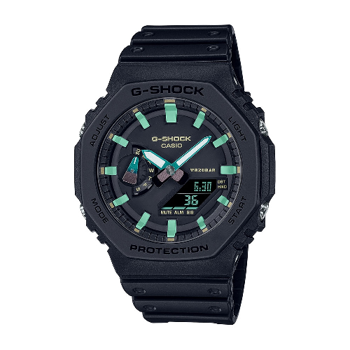 CASIO 卡西歐 G-SHOCK 鏽鐵設計 強悍風格八角雙顯腕錶(GA-2100RC-1A)