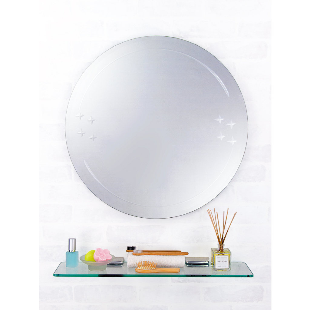 YM-027 58*58cm 圓鏡/無除霧鏡/浴室衛浴鏡子 訂製 台灣製造 附無護欄平台
