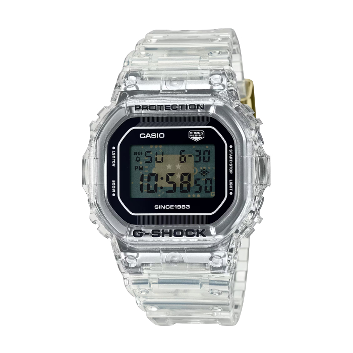 【CASIO G-SHOCK】40周年Clear Remix系列方形休閒腕錶-透明款/DW-5040RX-7/台灣總代理