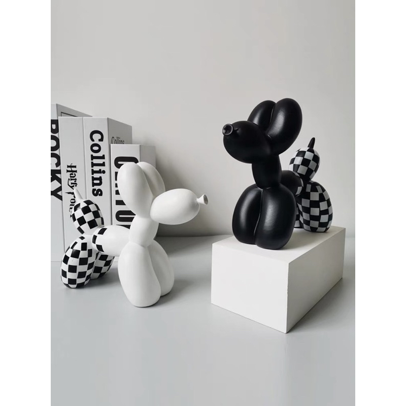 🎈萌樣狗氣球 黑白棋 狗模型  擺設 歐式裝飾擺設  樹脂雕塑