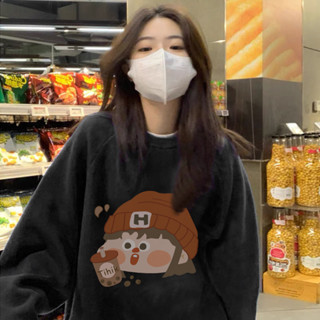 CHAOO 長袖上衣 大學t 衛衣女 長袖衛衣 大學t 韓國 oversize 大學t 可愛大學t 棉質大學t 情侶裝