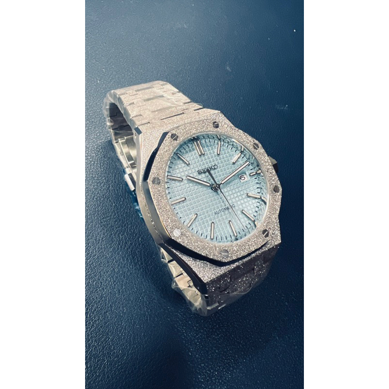 訂製無現貨【改錶玩面】Seiko Mod 精工改裝 AP款 霜金 蒂芬藍面 皇家橡樹款 藍寶石玻璃 機械錶