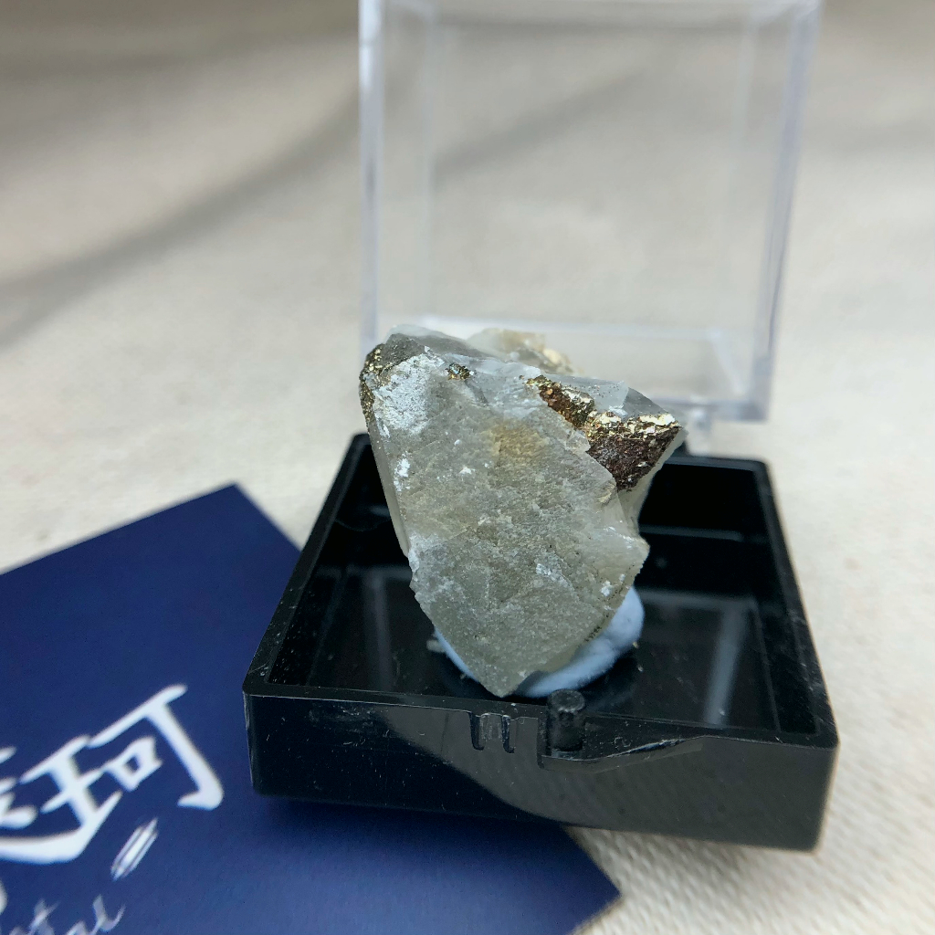 ｛萊珂｝方解石 共生 黃鐵礦 湖南 calcite pyrite 小礦標 原礦 實拍現貨