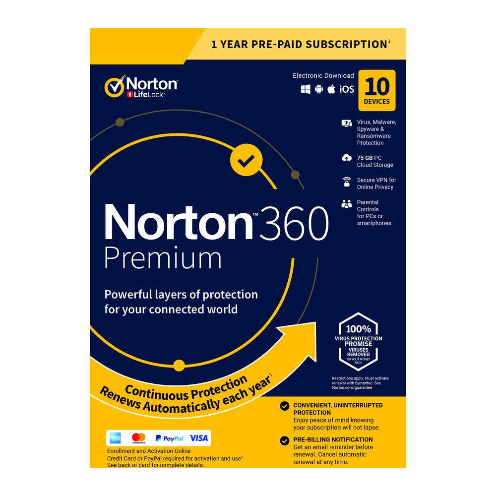 [社區電腦王] 正版諾頓 +75G雲端Norton 360  Premium 一年10裝置