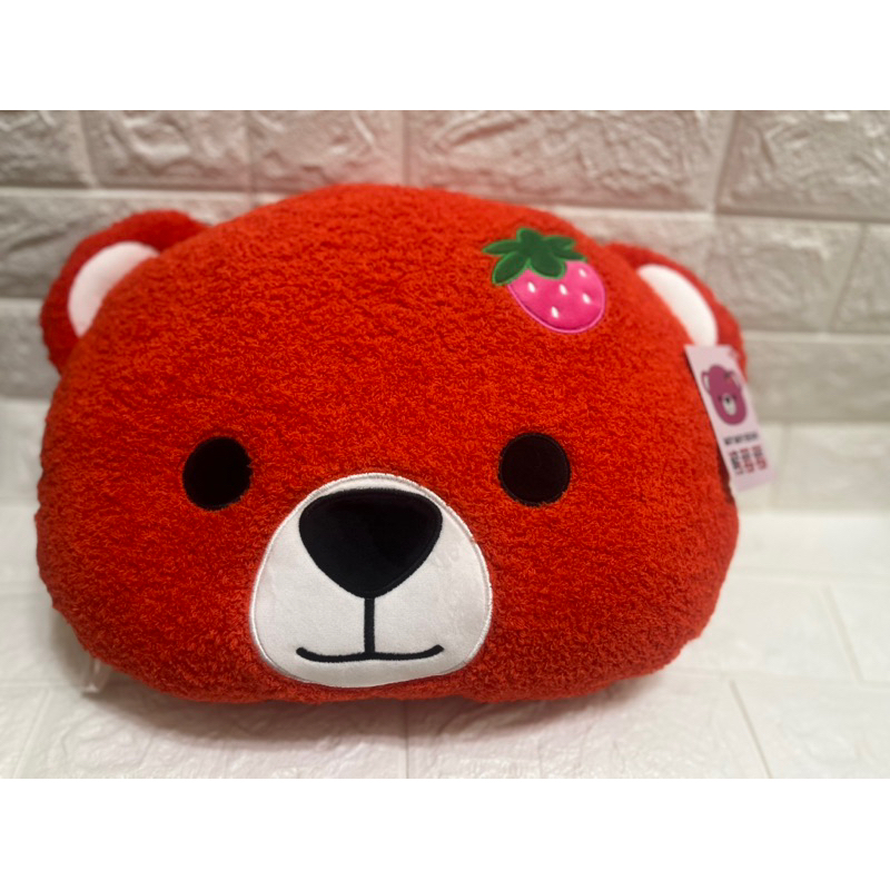 熊莓莓頭型枕 可愛 Q萌 汽車枕 小熊草莓造型 抱枕 午休枕 午睡枕 沙發枕 靠墊 生日禮物