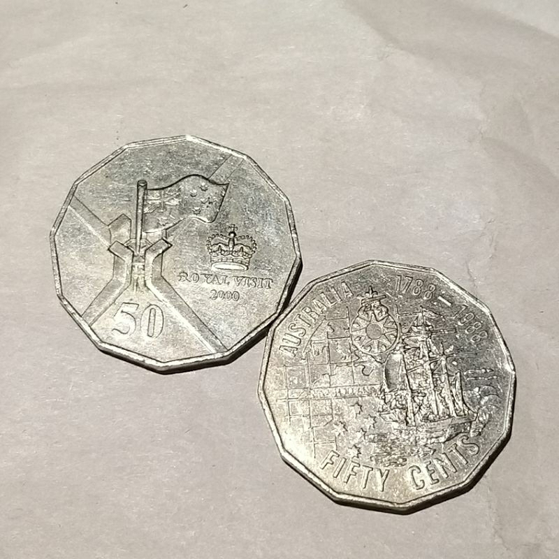 Auke 🇦🇺澳洲🇦🇺 當地流通量少之流通 50分紀念幣（流通品相   年份各為1988/2000）