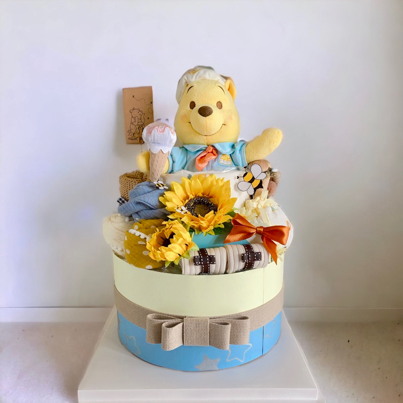 彌月禮盒 滿月禮 新生兒禮物 尿布蛋糕 10寸大小-小熊維尼主題尿布蛋糕