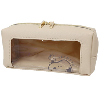 Kamio Snoopy 皮質窗型PVC透明筆袋 史努比 大臉 KM02155A