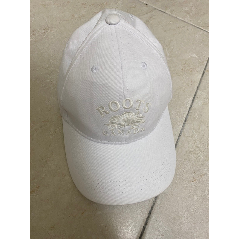 《專櫃品牌》ROOTS 白色 棉質 老帽 棒球帽