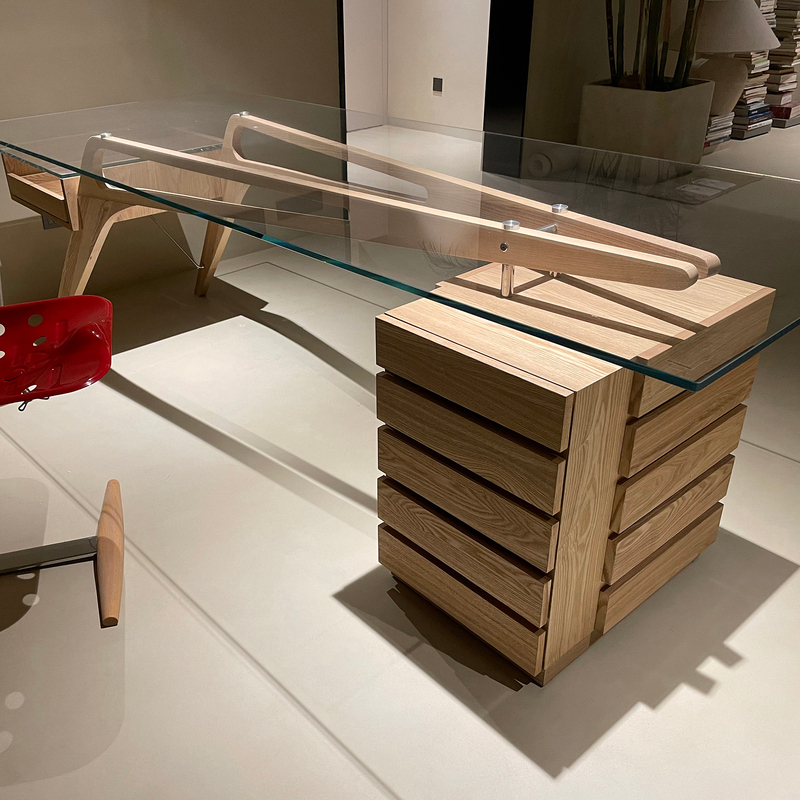 簡約辦公桌 時尚實木造型辦公桌 個性設計師辦公臺高檔創意書桌工業風