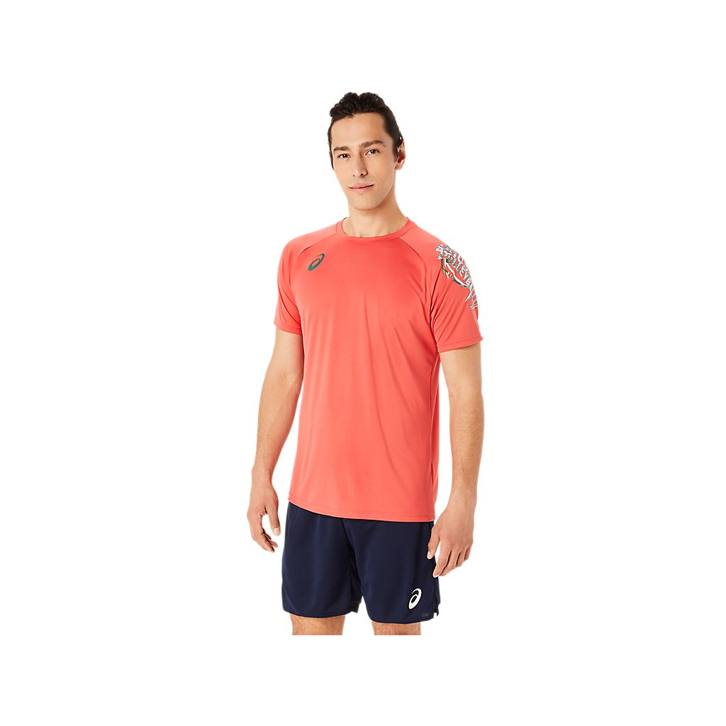 新寶島🈺📣 📣ASICS亞瑟士 短袖上衣 男款 排球 橘色 2051A350-600