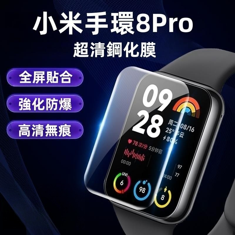 滿版玻璃貼 適用 小米手環8 8Pro 7 7Pro Redmi 手環 Pro 保護貼 小米手環 5 6 4 3