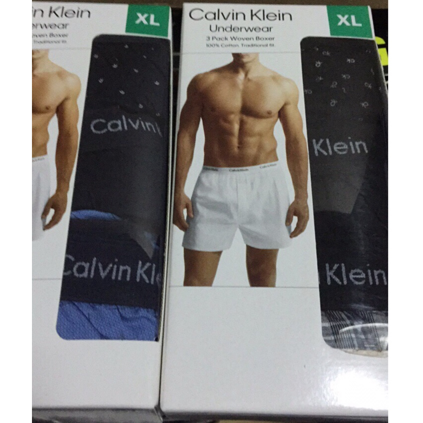 【有顆蕃茄】CALVIN KLEIN 男四角純棉平織平口內褲3入（零碼品包裝破損品）