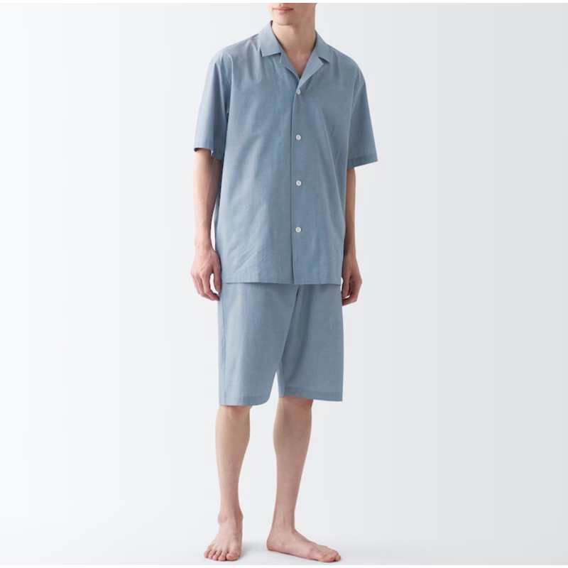 日本無印良品 MUJI ｜男100%有機棉短袖睡衣 無側縫二重紗織家居睡衣XS-XXL