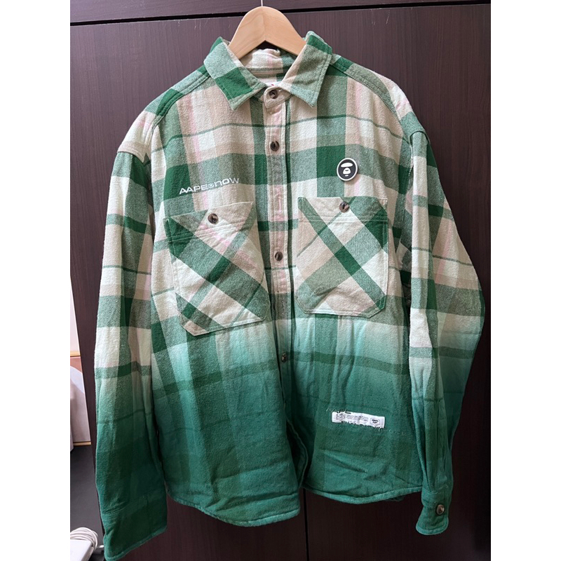 AAPE BAPE 寬版漸層襯衫 L號 8成新 原價5109