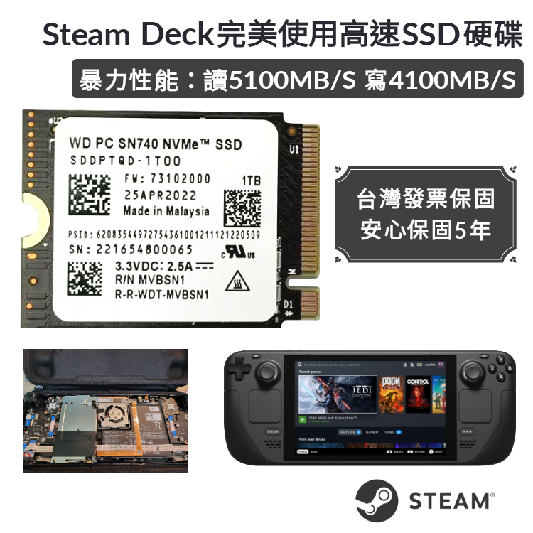 免運最便宜2TB 5年保固1TB steam deck ssd 2230 WD sn740 記憶卡rog
