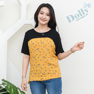 特價 Dolly多莉大碼專賣店 臺灣現貨 大尺碼黃色碎花側下綁帶上衣317