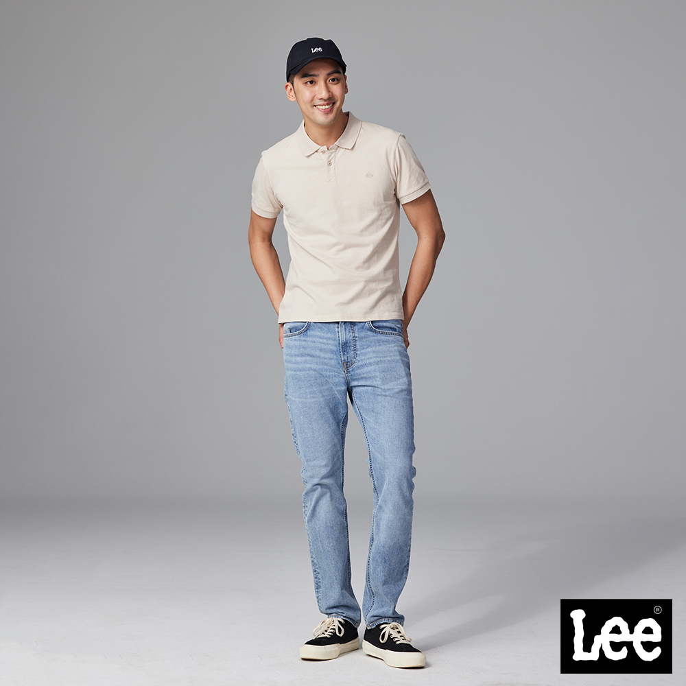Lee 705 涼感 彈性中腰標準小直筒牛仔褲 男 Modern 淺藍洗水LB317004890