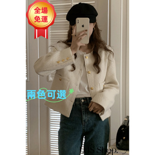 【LHS.shop】(現貨)正韓超正名媛系小香風外套 小香風外套 外套 小香風 女裝 氣質 百搭 溫柔 【A007】