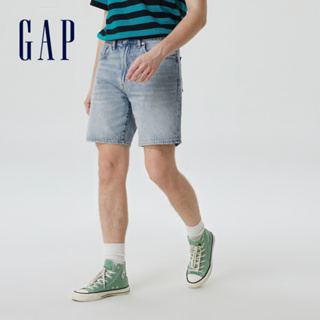 Gap 男裝 純棉水洗寬鬆直筒牛仔短褲-淺藍色(602480)